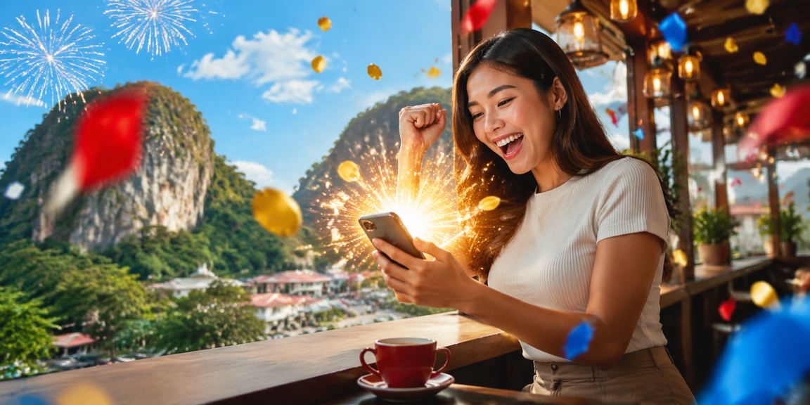 Pengguna Ipoh menikmati permainan loteri mudah alih dalam talian dengan ekspresi gembira