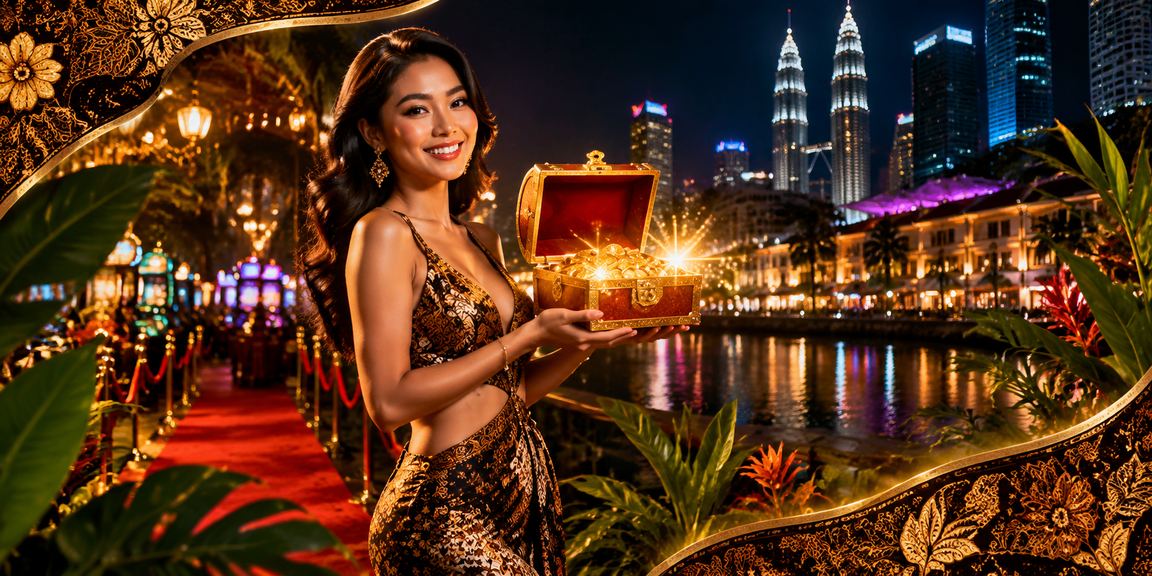 Pengguna Malaysia membeli tiket loteri dalam talian dengan pakaian batik tradisional di Kuala Lumpur