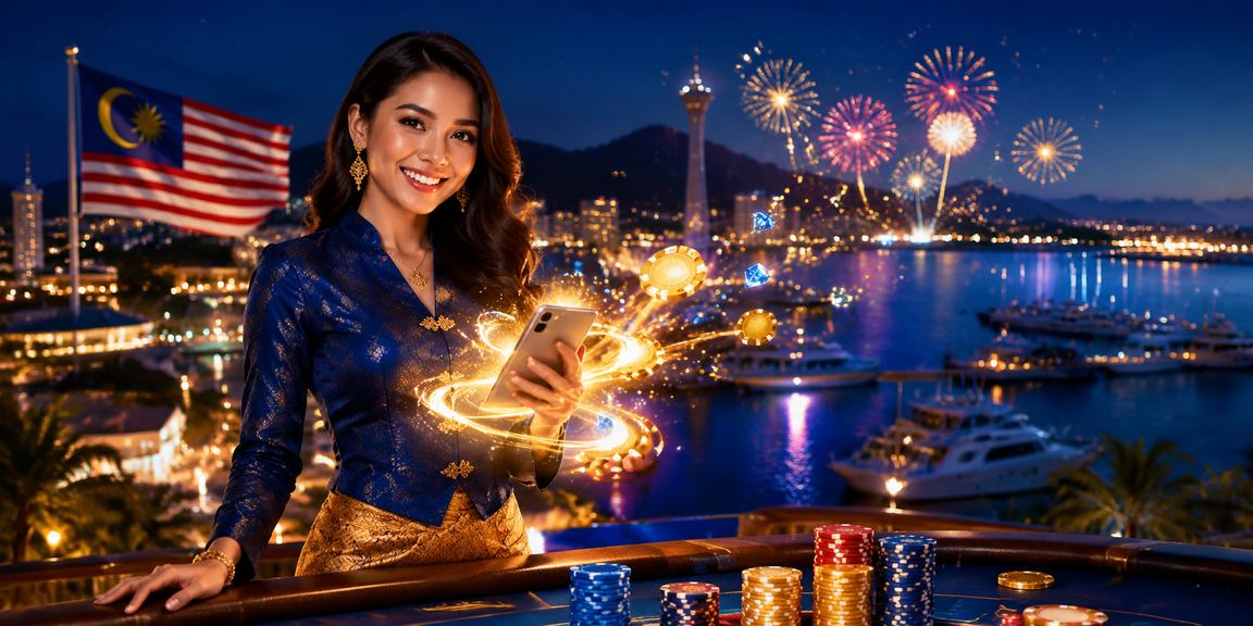 Pengguna Malaysia membuat deposit jackpot dalam talian mengunakan telefon pintar di Langkawi